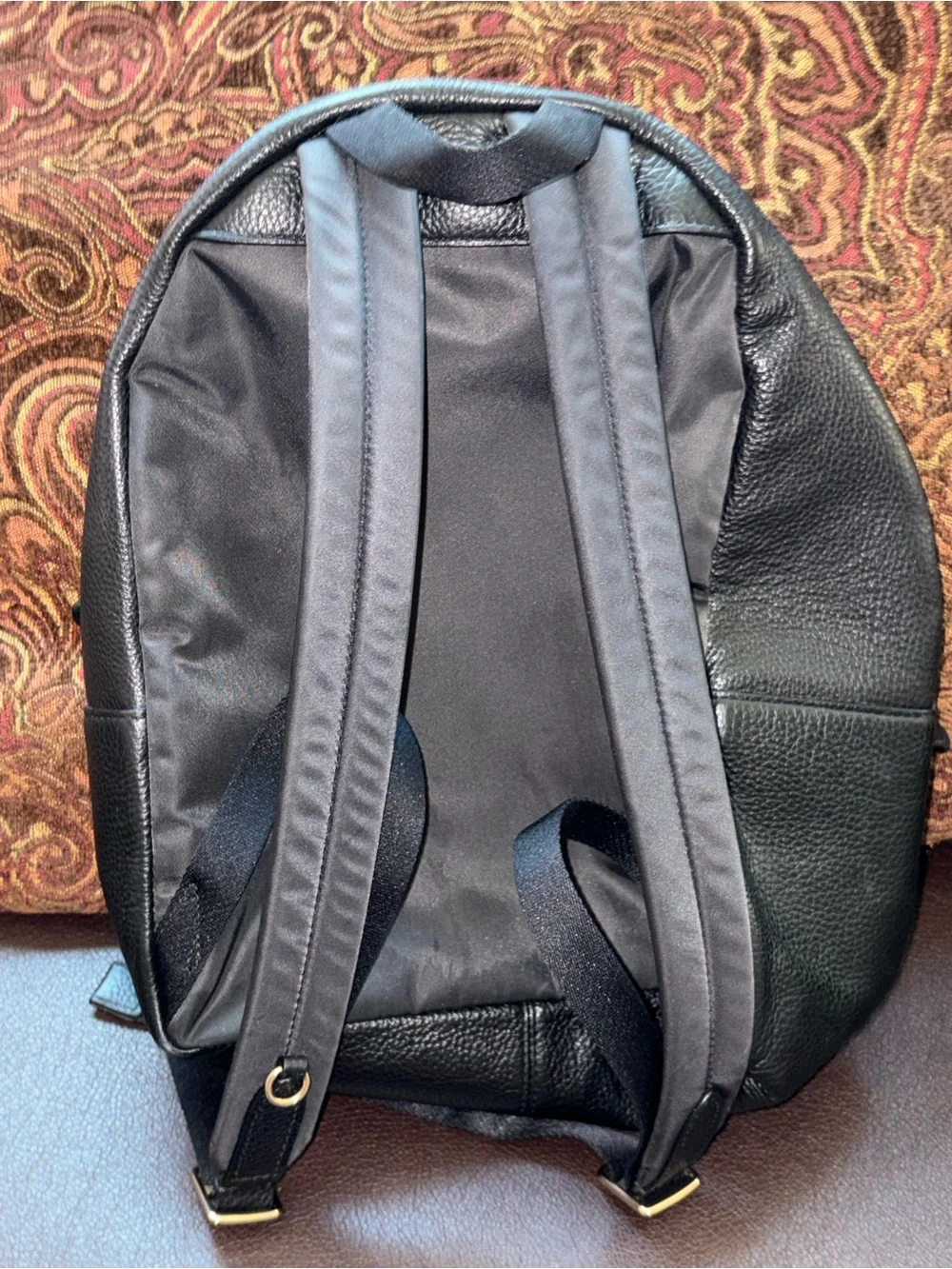 Coach Black Pebbled Leather Backpack with Gold Accents